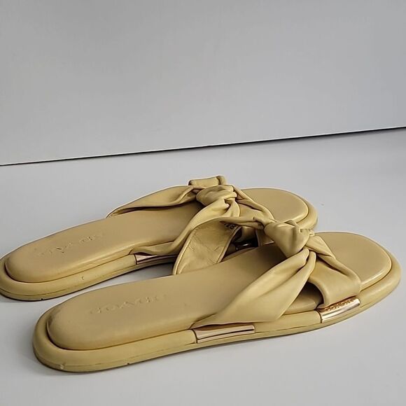 Coach Brooklyn Ivory Leather Knot Flat Slip On Sandals - Picture 7 of 9